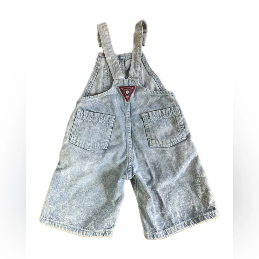 Vintage Oshkosh B’gosh Denim Short Overalls Toddler Size 2 Neat-O Patch 90s USA